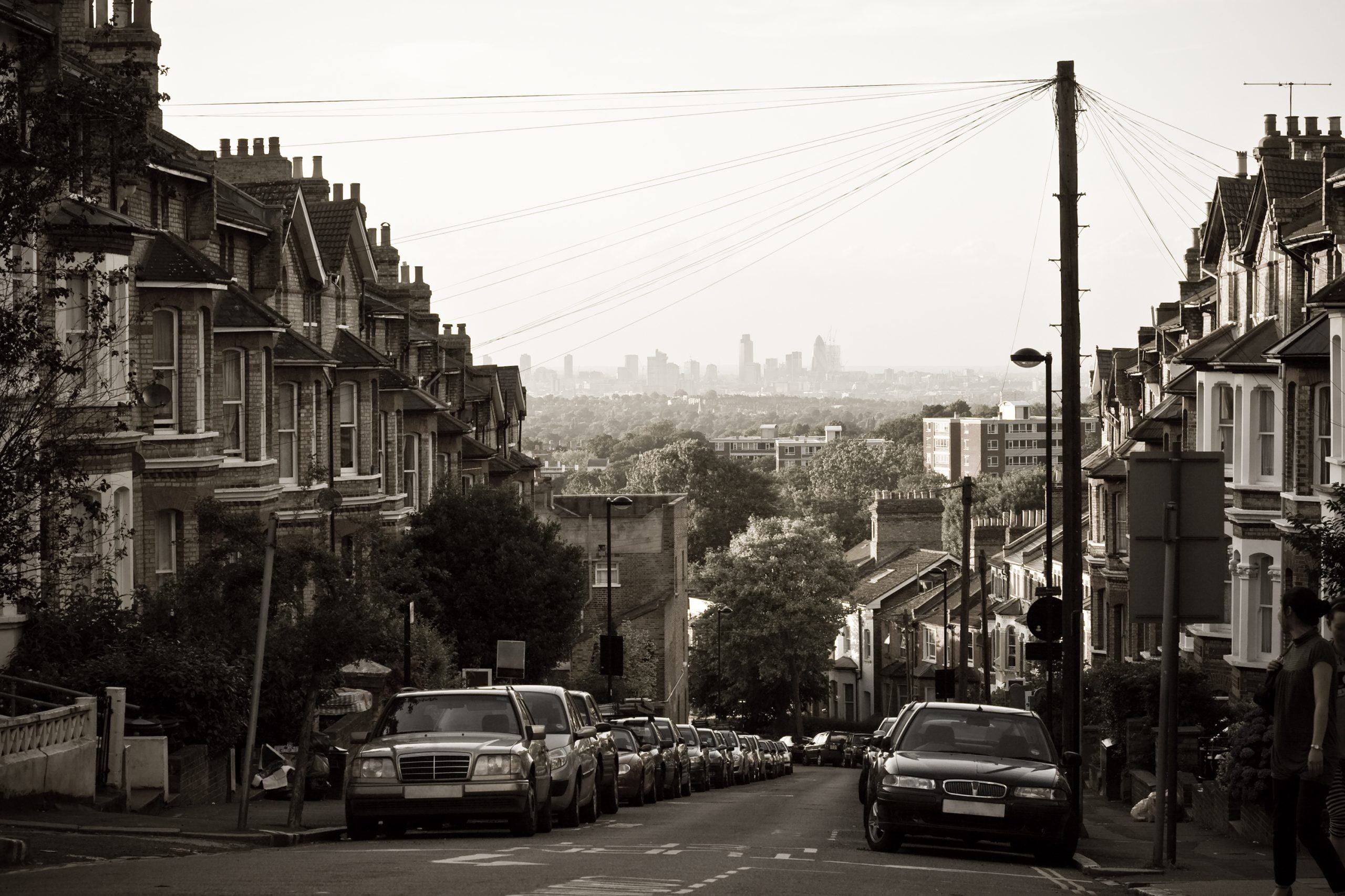 Houses in Crystal Palace with a view of City of London